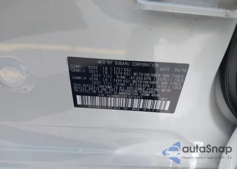 2019 Subaru Ascent Limited z USA, uszkodzony, nr VIN 4S4WMALD0K3476457